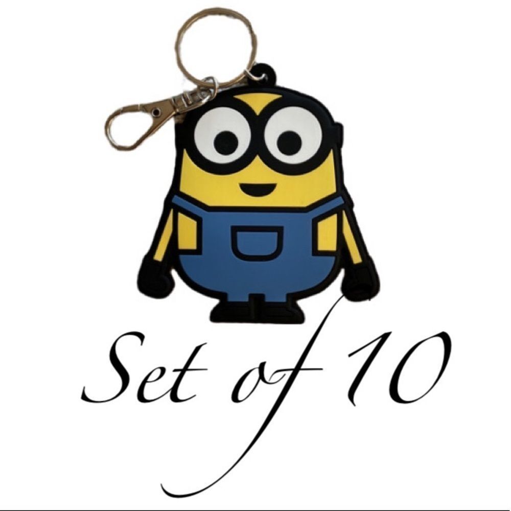 Universal Studios Set of 10 Minion Backpack Clips Zipper Pulls Keychain 3 inches